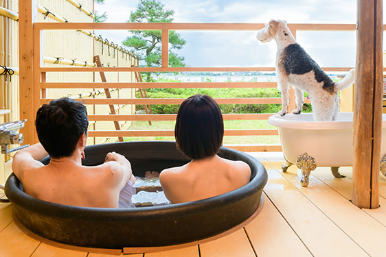 Open-air bath_with dog